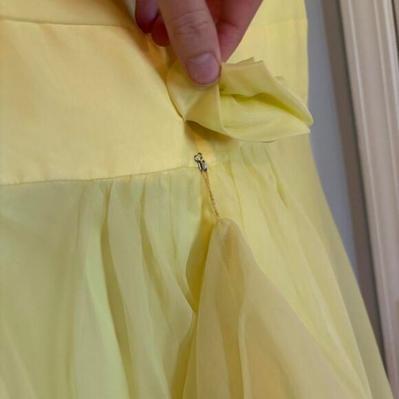 Vintage 1970s JCPenny Yellow Prom Ruffles Bridesmaid Formal Prairie Dress - Picture 6 of 8